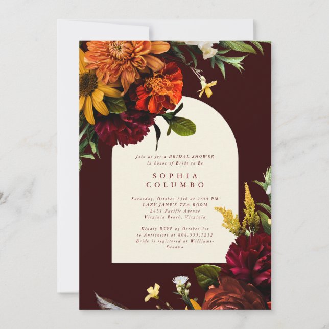 Fall Sunset Dark Moody Romantic Bridal Shower  Invitation (Front)