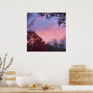 Fall Sunset Over Trees Beautiful Poster