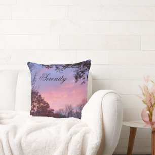 Fall Sunset Over Trees Serenity Throw Pillow