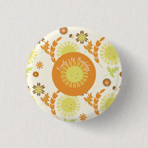Fall Sunshine Autumn Birthday Party 3 Cm Round Badge