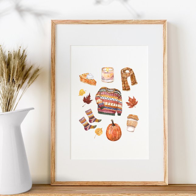 Fall Sweater Weather Watercolor Autumn Poster (Creator Uploaded)