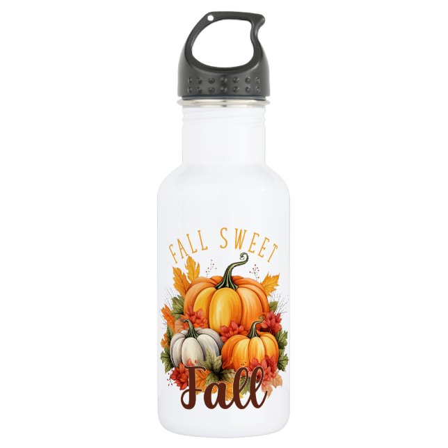 Fall Sweet Fall – Autumn Pumpkins & Leaves 532 Ml Water Bottle (Front)