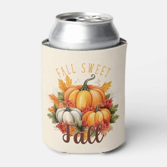 Fall Sweet Fall – Autumn Pumpkins & Leaves Can Cooler (Can Front)