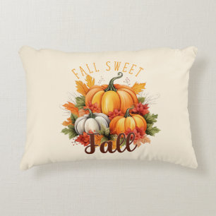 Fall Sweet Fall – Autumn Pumpkins & Leaves Decorative Cushion