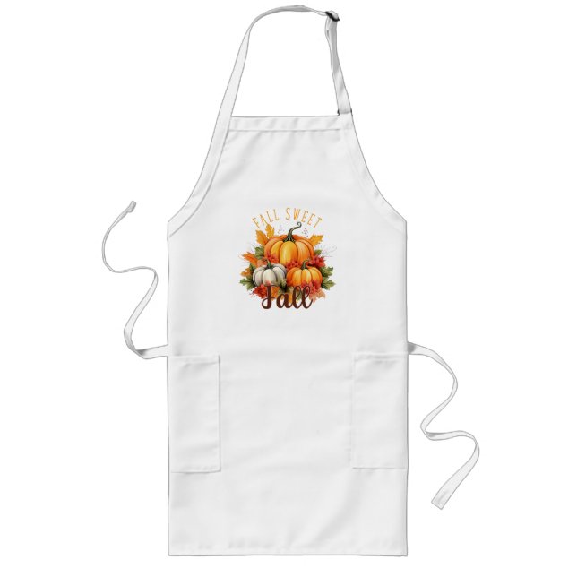 Fall Sweet Fall – Autumn Pumpkins & Leaves Long Apron (Front)