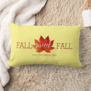 Fall Sweet Fall Red Autumn Maple Leaf Throw Pillow