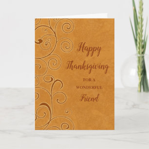 Fall Swirls Happy Thanksgiving Friend Holiday Card