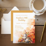 Fall Tea Party Elegant 90th Birthday<br><div class="desc">These fall tea party 90th birthday invites feature watercolor Autumn leaves and tea pots. Perfect for elegant fall birthday celebrations.</div>