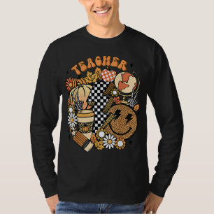 Fall Teacher Retro Teacher Life Autumn Thanksgivin T-Shirt