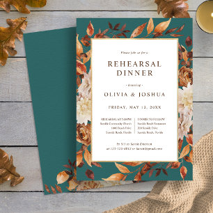 Fall Teal Rehearsal Dinner Invitation
