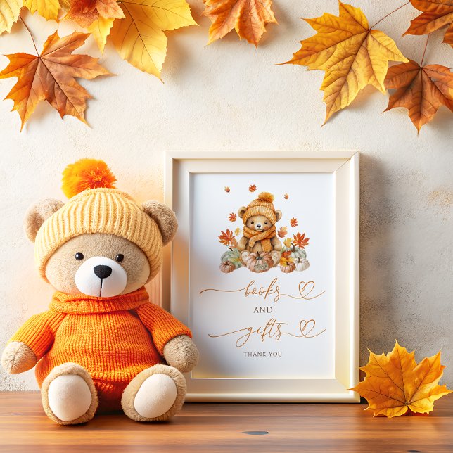 Fall Teddy Bear and Pumpkins Books and Gifts Poster (Creator Uploaded)