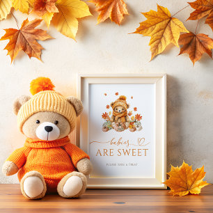 Fall Teddy Bear Babies are Sweet Take a Treat Poster