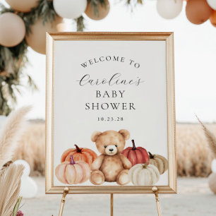 Fall Teddy Bear Baby Shower Welcome Sign