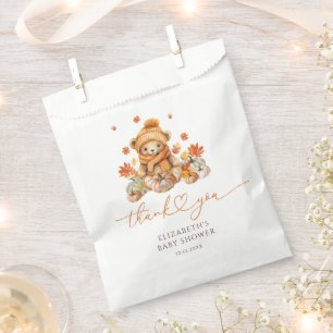 Fall Teddy Bear Pumpkin Baby Shower Favour Bags