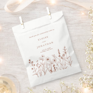 Fall Terracotta Burnt Orange Wildflower Wedding Favour Bags