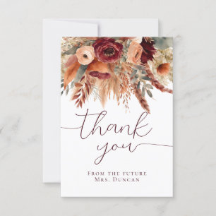 Fall Terracotta Dry Florals Pampas Grass Thank You Card