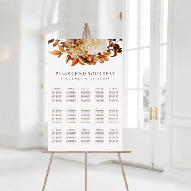 Fall Terracotta Floral Wedding Seating Chart (Fall Terracotta Floral Wedding Seating Chart
)
