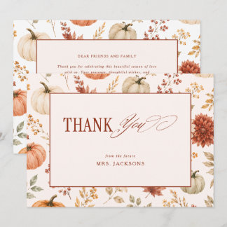 Fall Terracotta Pumpkin Floral Bridal Shower Thank You Card