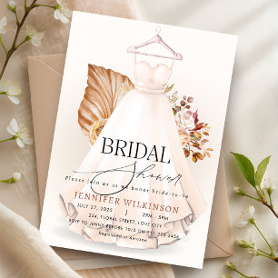 Fall Terracotta Wedding Gown Dress Bridal Shower Invitation