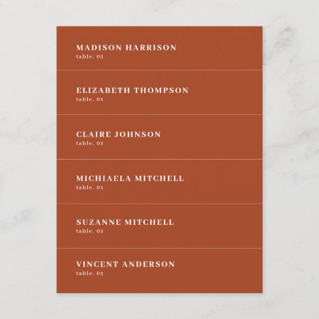 Fall Terracotta Wedding Place Name Card DIY (Front)