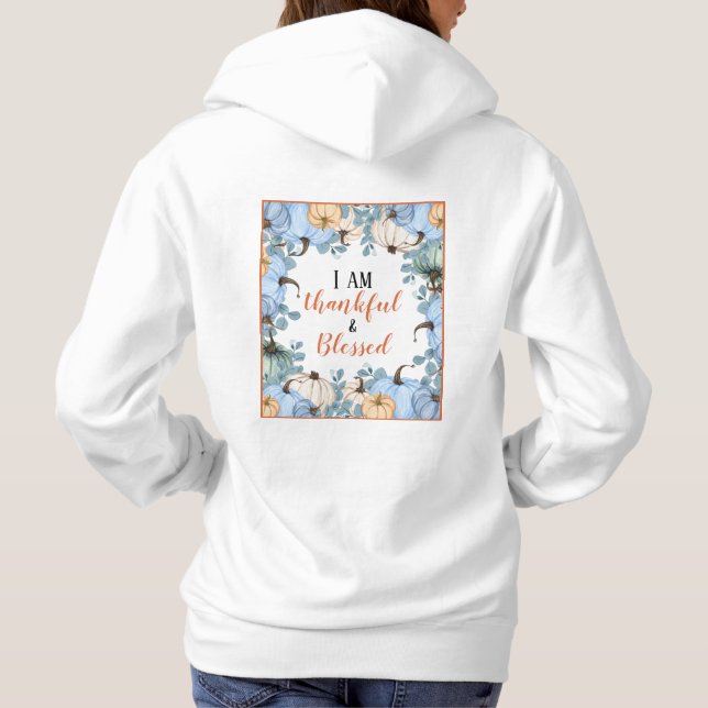 Fall Thankful and Blessed Long Sleeve Women's Hoodie (Back)