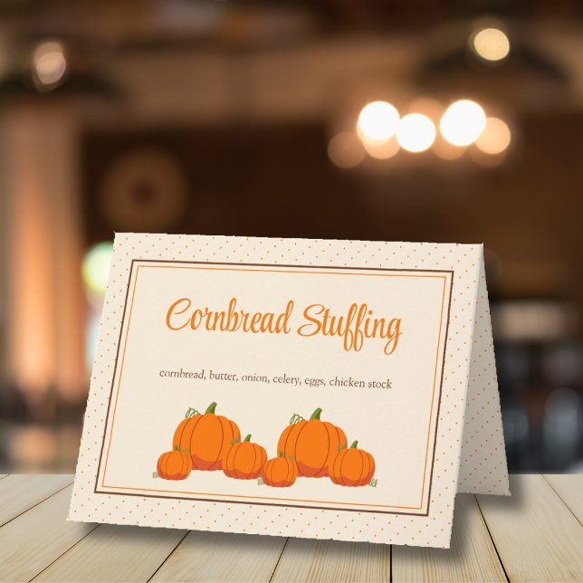 Fall Thanksgiving Buffet Food Label Tag Cards (Foldover editable buffet food label)