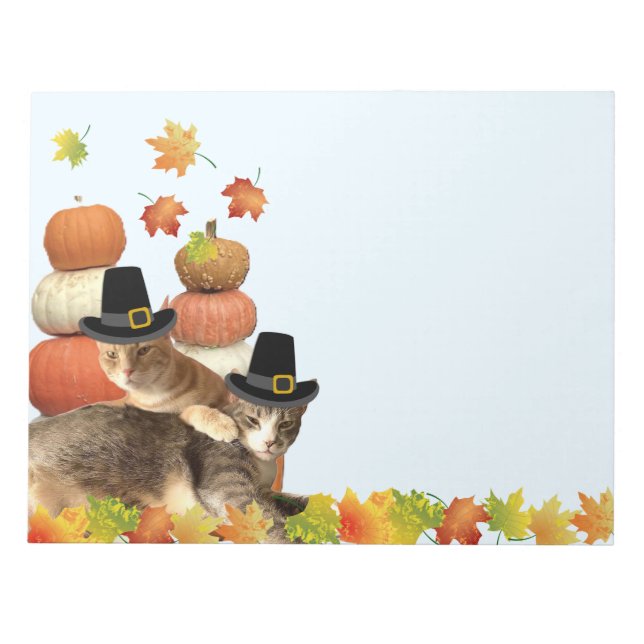 Fall / Thanksgiving Cat Note Pad (Front)