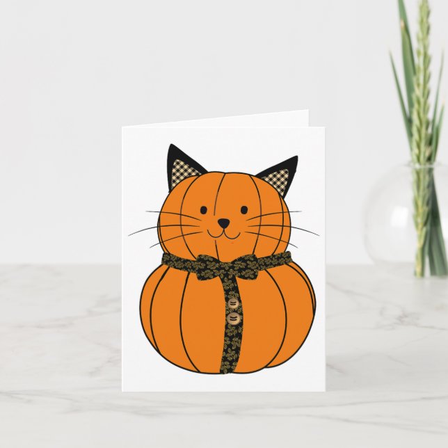 Fall Thanksgiving Cutest Pumpkin Cat Face Whiskers Card (Front)