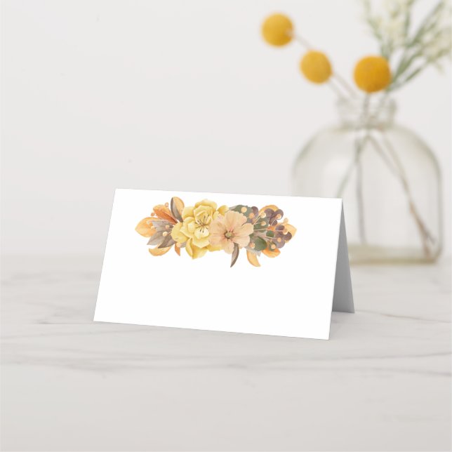 Fall Thanksgiving Flowers Place Card (Front)