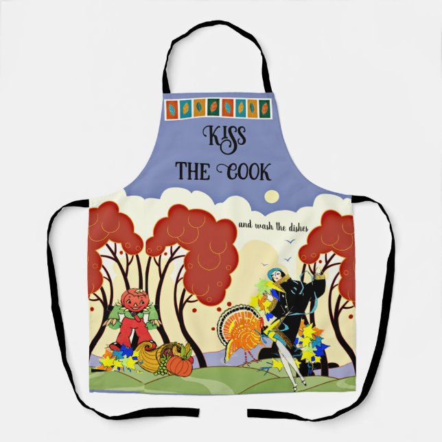 Fall, Thanksgiving, Kiss the Cook Apron (Front)