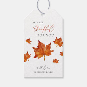 Fall Thanksgiving Maple Leaf So Thankful Gift Tags