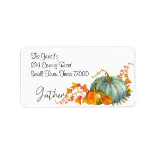 Fall Thanksgiving Orange Pumpkins Leaf Address Label