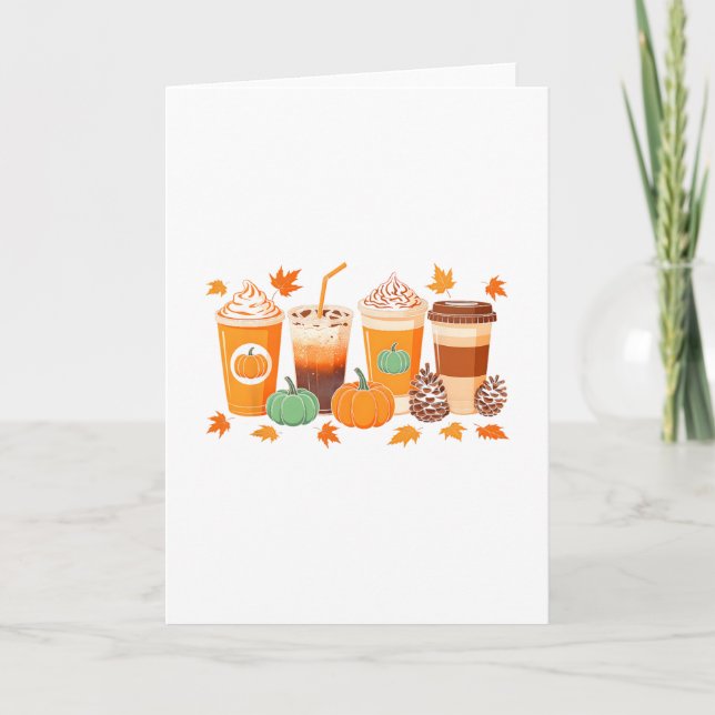 Fall Thanksgiving Pumpkin Spice Coffee Latte Autum Card (Front)