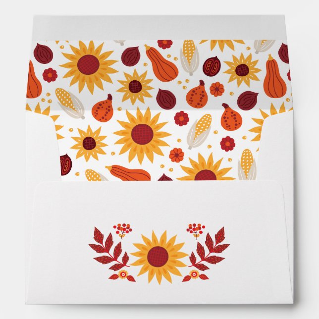 Fall Thanksgiving Sunflower Return Address Envelope (Back (Bottom))