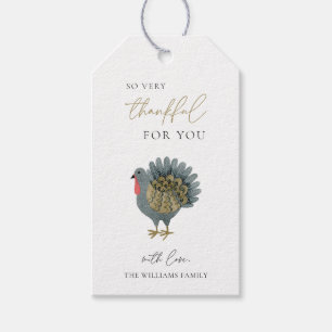Fall Thanksgiving Turkey So Thankful Gift Tags