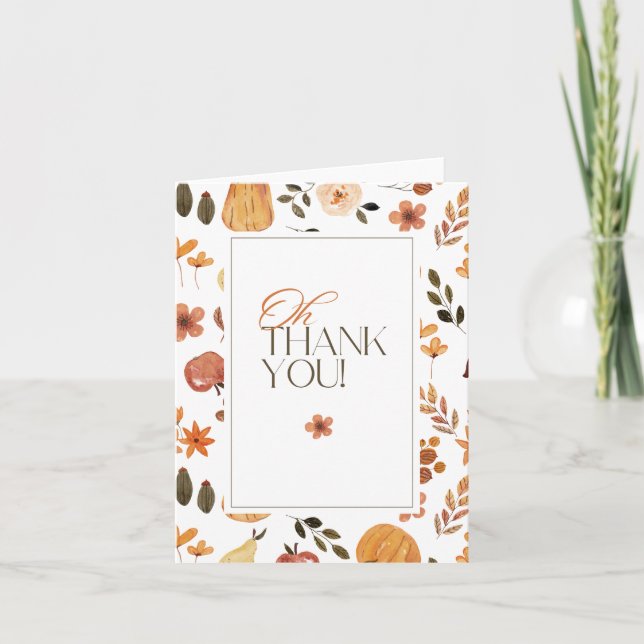 Fall Theme Baby Shower Thank You Card (Front)