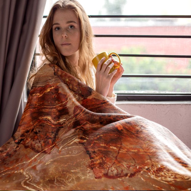 Fall Theme Leaves Terracotta Fleece Blanket (Fall Theme Leaves Terracotta Fleece Blanket girl mockup)
