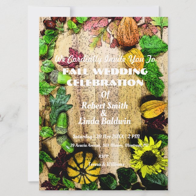 Fall Theme Wedding Invitation (Front)