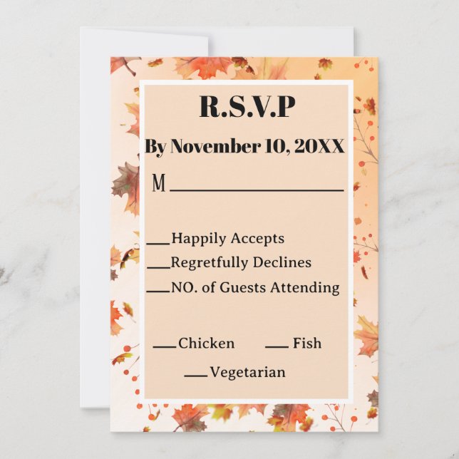 Fall Theme Wedding or Shower RSVP  Invitation (Front)