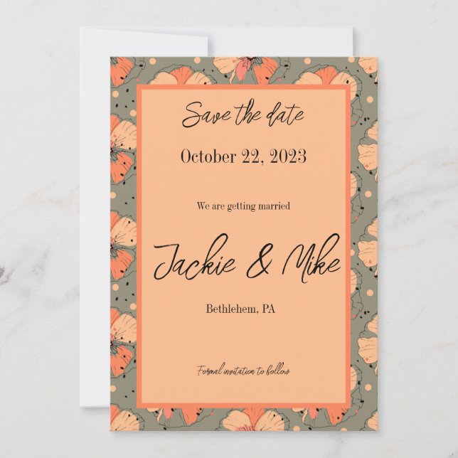 Fall theme Wedding Save the date Invitation (Front)