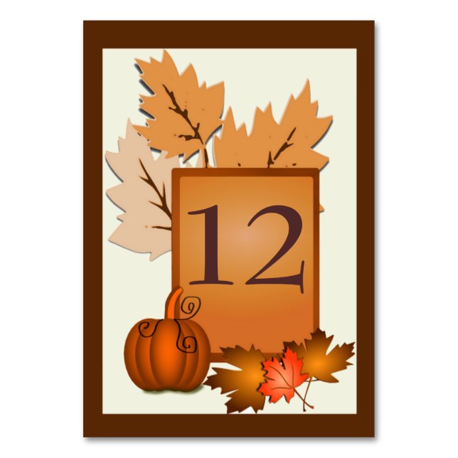 Fall Theme Wedding Table Number (Front)
