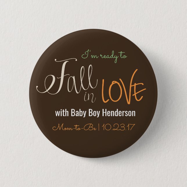 Fall Themed Baby Shower Button for New Mum (Front)