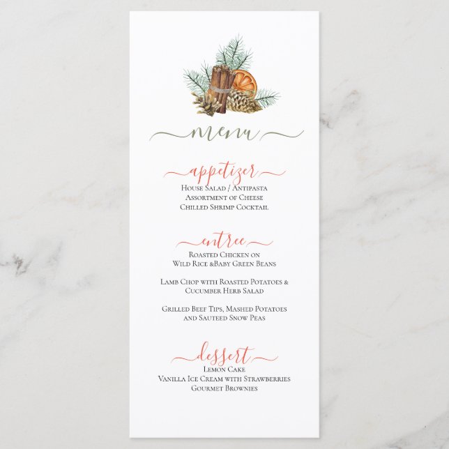 Fall Themed Cinnamon Sticks & Orange Slices  Menu (Front)