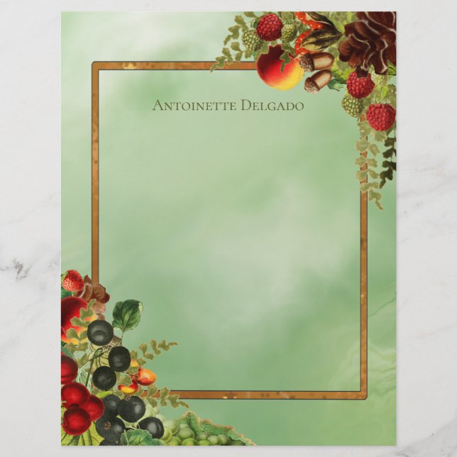Fall Themed Floral Framed Stationery  (Front)
