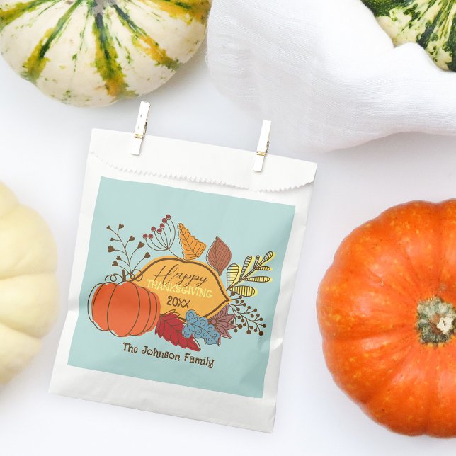 Fall-Themed Leaves Berries Pumpkin Thanksgiving  Favour Bags (Creator Uploaded)