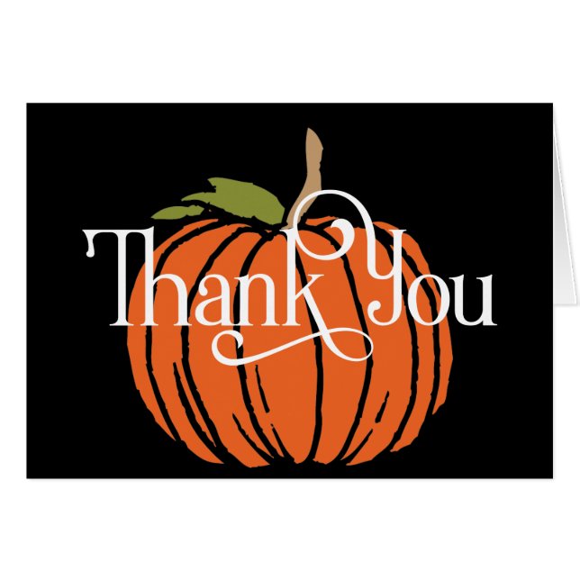 Fall Themed Thank You with Big Orange Pumpkin (Front Horizontal)