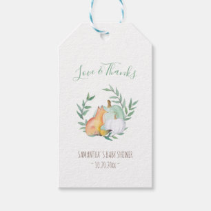 Fall Themed Watercolor White Pumpkin Fox Gift Tags