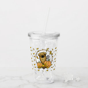 Fall Tibetan Spaniel (Brown) Dog Pumpkins Cute Acrylic Tumbler