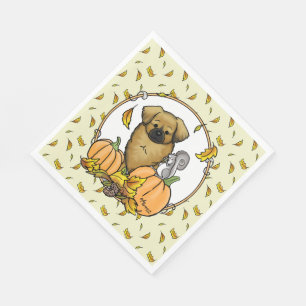 Fall Tibetan Spaniel (Brown) Dog Pumpkins Cute Napkin