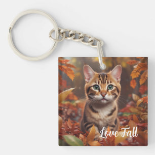 Fall Time Cat Key Ring